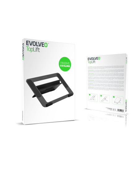 EVOLVEO TopLift, hliníkový podstavec pod notebook, čierny