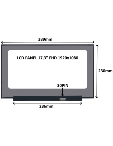 LCD PANEL 17,3" FHD 1920x1080 30PIN MATNÝ IPS / BEZ ÚCHYTOV
