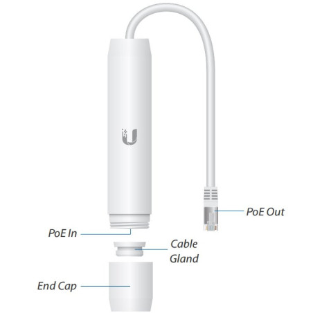 Ubiquiti INS-3AF-O-G PoE, Instant Outdoor PoE Converter, 48V 802.3af/24V pasívne PoE, vonkajšie