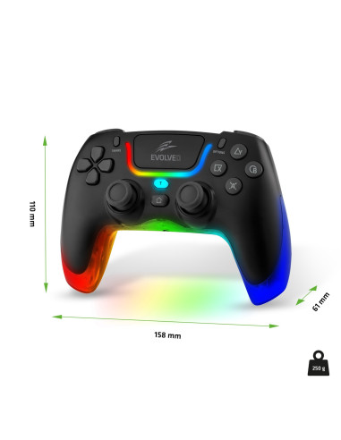 EVOLVEO Ptero2, bezdrôtový & drôtový gamepad pre PC, PS3/4/5, iOS, Android, Switch, čierny