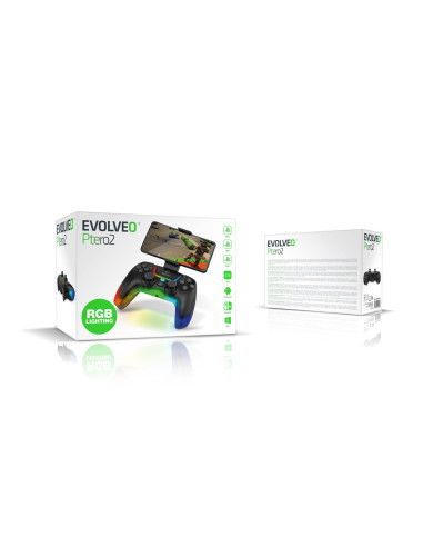 EVOLVEO Ptero2, bezdrôtový & drôtový gamepad pre PC, PS3/4/5, iOS, Android, Switch, čierny
