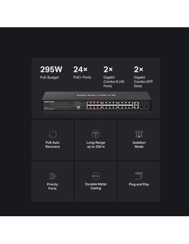 Mercusys MS126CP 24xFE PoE+ 2xGb rack switch