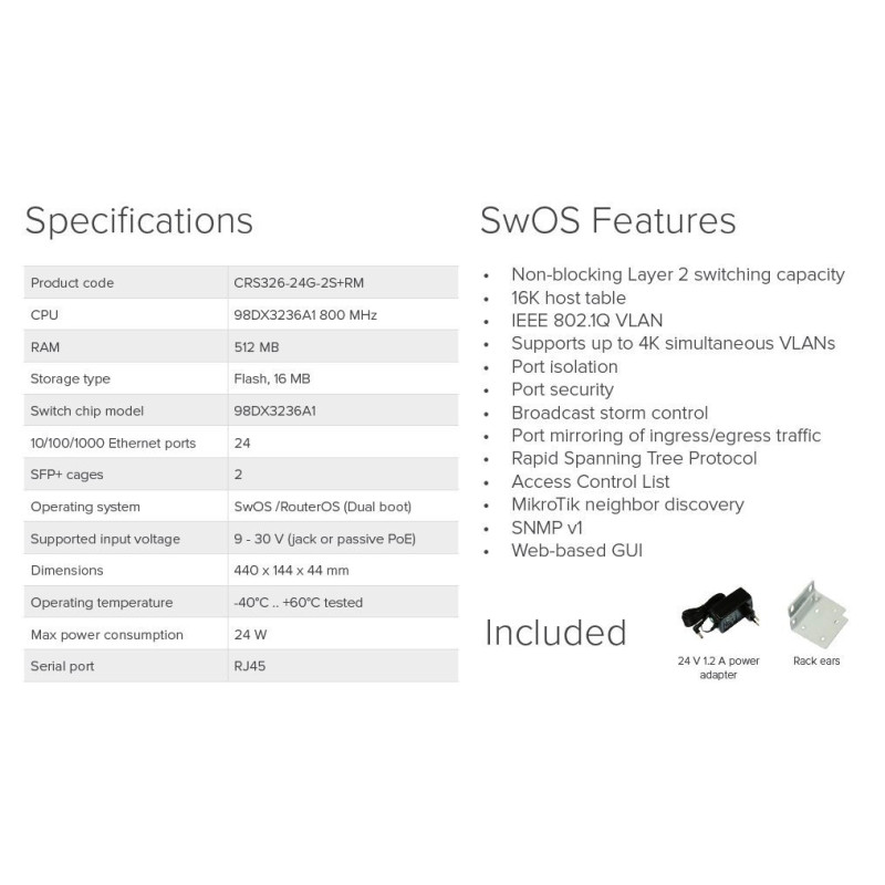 MikroTik Cloud Router Switch CRS326-24G-2S+RM