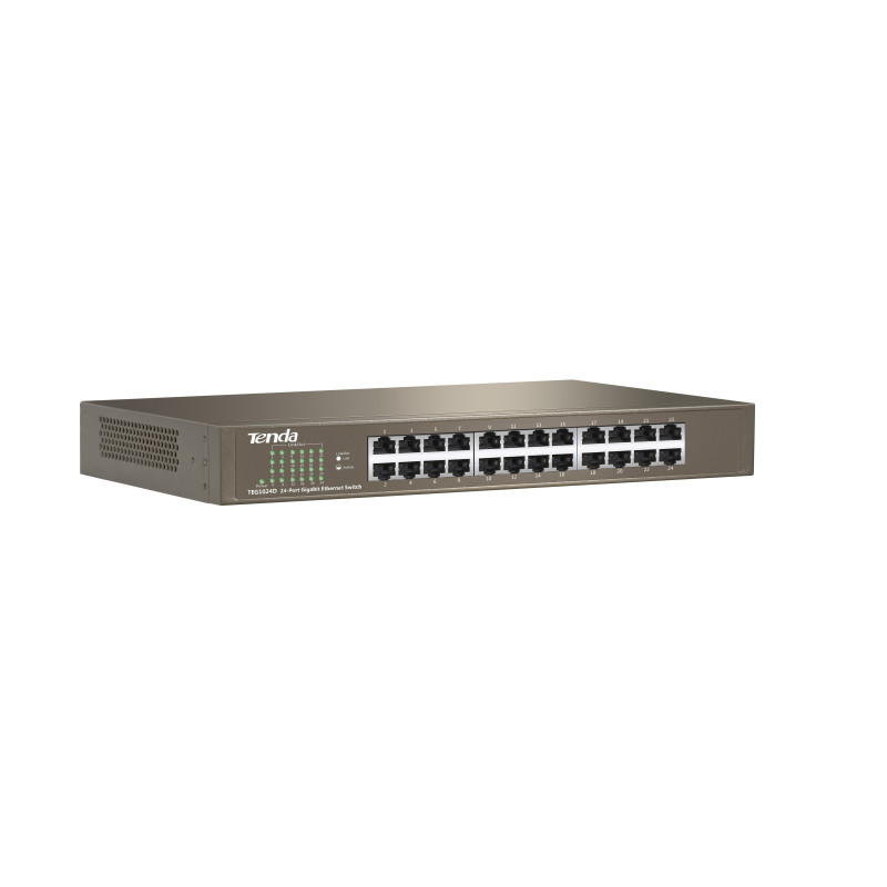 Tenda TEG1024D 24x Gigabit Switch, Fanless-bez ventilátorov, Rackmount, ochrana proti prepätiu