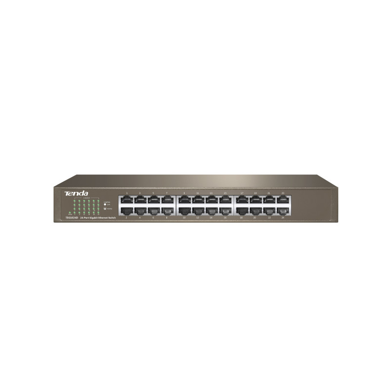Tenda TEG1024D 24x Gigabit Switch, Fanless-bez ventilátorov, Rackmount, ochrana proti prepätiu