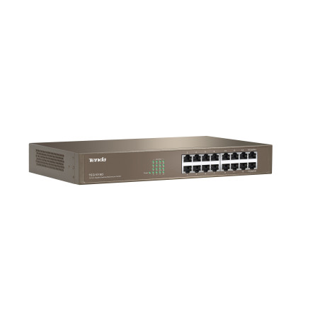 Tenda TEG1016D - 16x Gigabit Switch, Fanless-bez ventilátorov, Rackmount, ochrana proti prepätiu