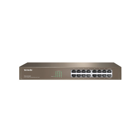 Tenda TEG1016D - 16x Gigabit Switch, Fanless-bez ventilátorov, Rackmount, ochrana proti prepätiu