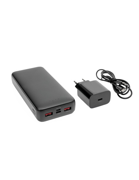Platinet SET 3v1 Powerbanka 20000 mAh + Nabíjačka 20W Power Delivery, kábel USB-C 1m, čierna