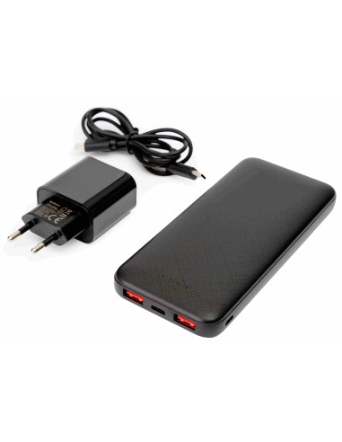 Platinet SET 3v1 Powerbanka 10000 mAh + Nabíjačka 20W Power Delivery, kábel USB-C 1m, čierna