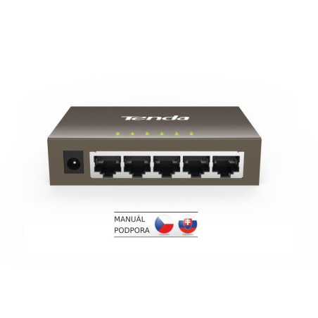 Tenda TEG1005D - 5x 10/100/1000 Mbps Kovový Switch, Fanless - bez ventilátorov, ochrana 6 kV