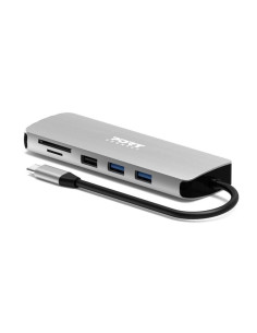 PORT CONNECT USB-C 1× 4K dokovacia stanica, 9v1, hliníková konštrukcia, 85W PD, strieborná