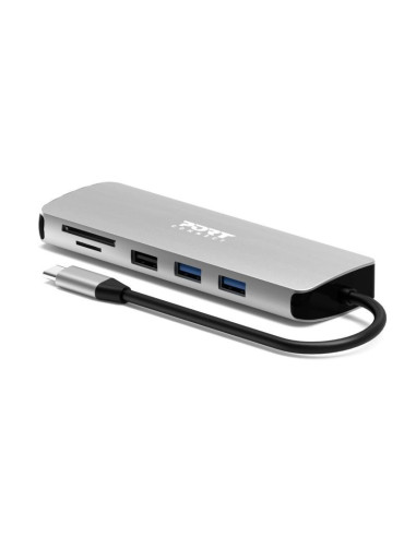 PORT CONNECT USB-C 1× 4K dokovacia stanica, 9v1, hliníková konštrukcia, 85W PD, strieborná