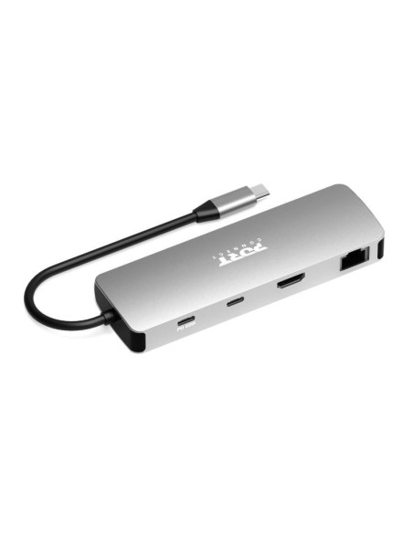 PORT CONNECT USB-C 1× 4K dokovacia stanica, 9v1, hliníková konštrukcia, 85W PD, strieborná