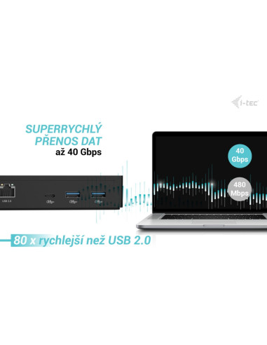 i-tec Thunderbolt 4 Intelligent Dual Display Docking Station, Power Delivery 90W