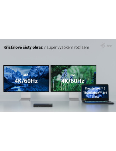 i-tec Thunderbolt 4 Intelligent Dual Display Docking Station, Power Delivery 90W