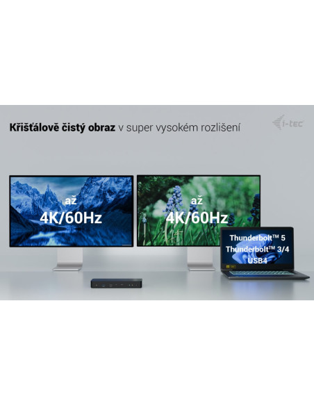 i-tec Thunderbolt 4 Intelligent Dual Display Docking Station, Power Delivery 90W