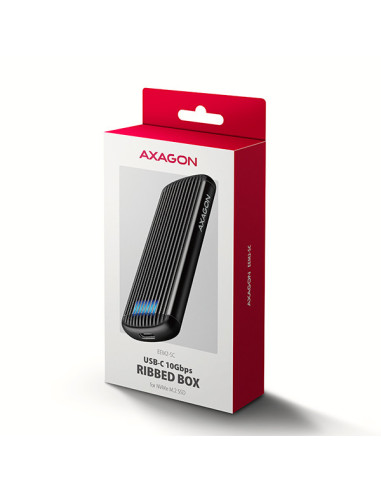 AXAGON EEM2-SC, USB-C 10Gbps externý box pre M.2 NVMe SSD, bezskrutkový, rebrovaný hliník