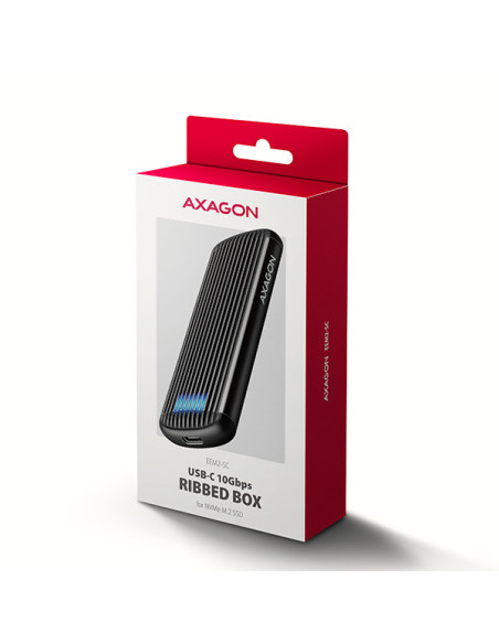 AXAGON EEM2-SC, USB-C 10Gbps externý box pre M.2 NVMe SSD, bezskrutkový, rebrovaný hliník