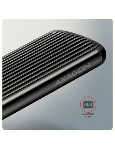 AXAGON EEM2-SC, USB-C 10Gbps externý box pre M.2 NVMe SSD, bezskrutkový, rebrovaný hliník