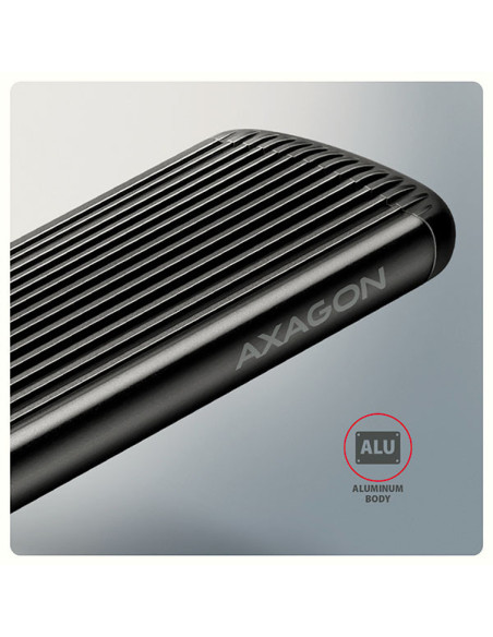 AXAGON EEM2-SC, USB-C 10Gbps externý box pre M.2 NVMe SSD, bezskrutkový, rebrovaný hliník