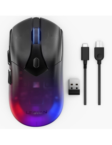 Lenovo Legion M410/Herná/Optická/Pre pravákov/16 000 DPI/Drôtové/Bezdrôtové/Transparentné