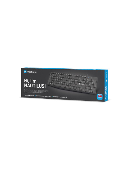 Natec klávesnica Nautilus 2/Drôtová USB/ CZ- SK layout/Čierna