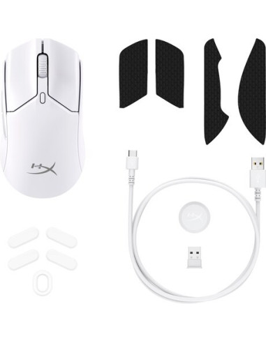 HP HyperX Pulsefire Haste 2 Mini/Herná/Optická/Pre pravákov/26 000 DPI/Drôtová+bezdrôtová/Biela