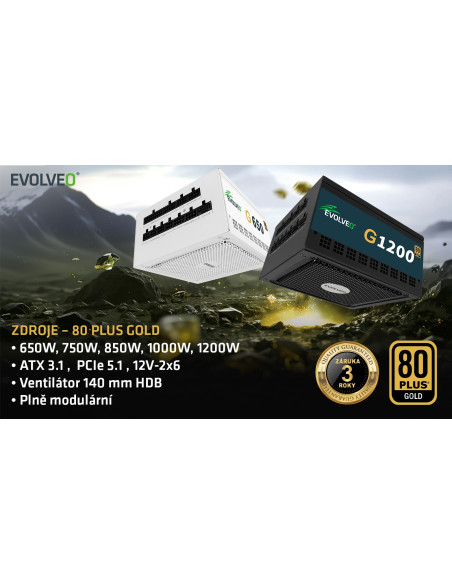 EVOLVEO G1200, 1200W/ ATX 3.1/ 80+ GOLD/ Modular