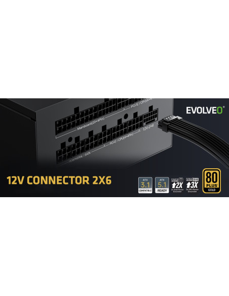 EVOLVEO G1200, 1200W/ ATX 3.1/ 80+ GOLD/ Modular