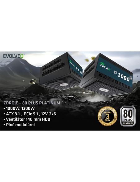 EVOLVEO P1200, 1200W/ ATX 3.1/ 80+ PLATINUM/