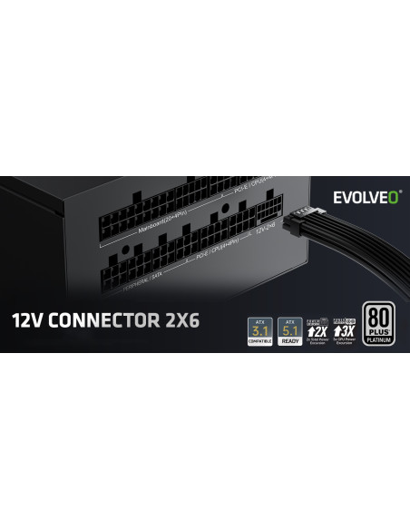 EVOLVEO P1200, 1200W/ ATX 3.1/ 80+ PLATINUM/