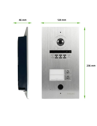 EVOLVEO DoorPhone ID-2, 2-drôtový videotelefón pre dva byty s RFID, odtlačkom prsta a podporou ONVIF ka