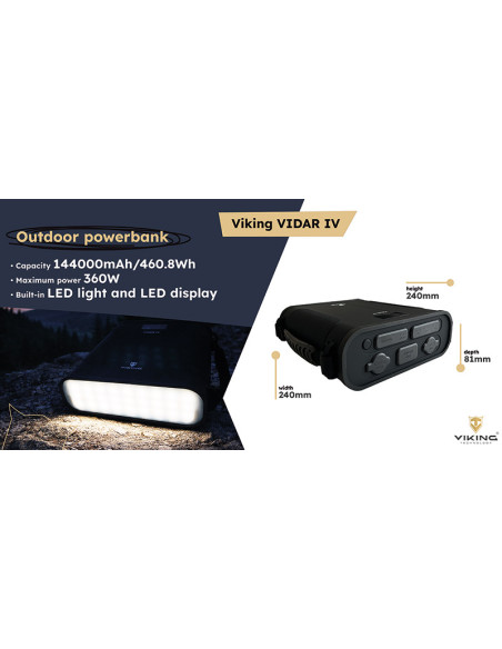 Outdoorová powerbanka Viking VIDAR IV/144000mAh/MAX 360W/USB-A/USB-C/cigaretová zásuvka/Big Anderson