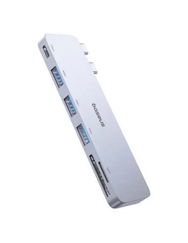 Baseus Dokovacia stanica Ultra Joy 6v1 (USB-C PD, 3xUSB 3.0, SD/TF) sivá