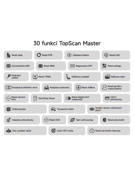 TOPDON diagnostické zariadenie TopScan Master/Bluetooth/Android/iOS/30 funkcií/Detekcia chýb