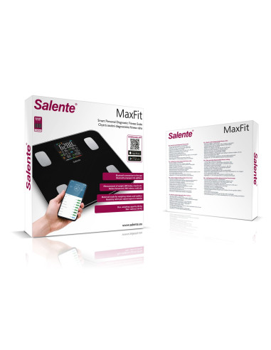 Salente MaxFit, múdra osobná diagnostická fitness váha, Bluetooth, čierna