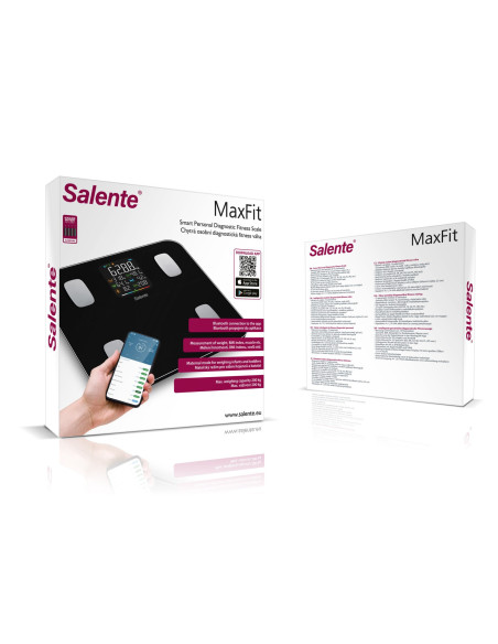 Salente MaxFit, múdra osobná diagnostická fitness váha, Bluetooth, čierna