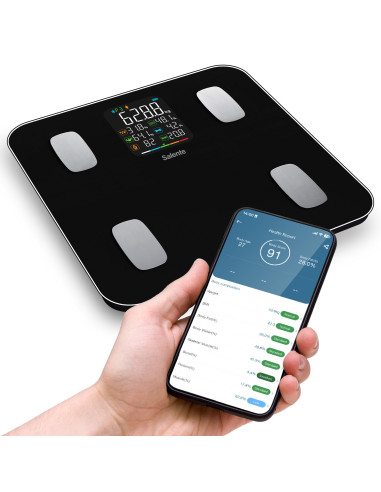 Salente MaxFit, múdra osobná diagnostická fitness váha, Bluetooth, čierna