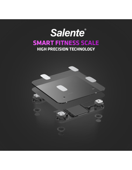 Salente MaxFit, múdra osobná diagnostická fitness váha, Bluetooth, čierna