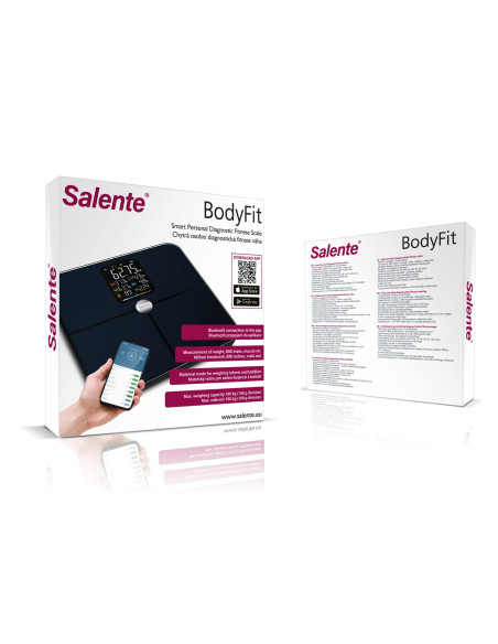 Salente BodyFit, múdra osobná diagnostická fitness váha, Bluetooth, čierna