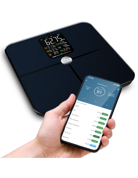 Salente BodyFit, múdra osobná diagnostická fitness váha, Bluetooth, čierna