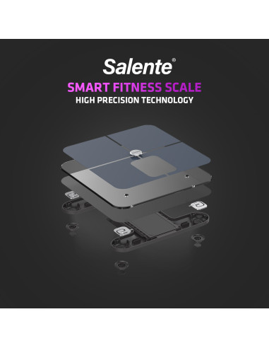 Salente BodyFit, múdra osobná diagnostická fitness váha, Bluetooth, čierna