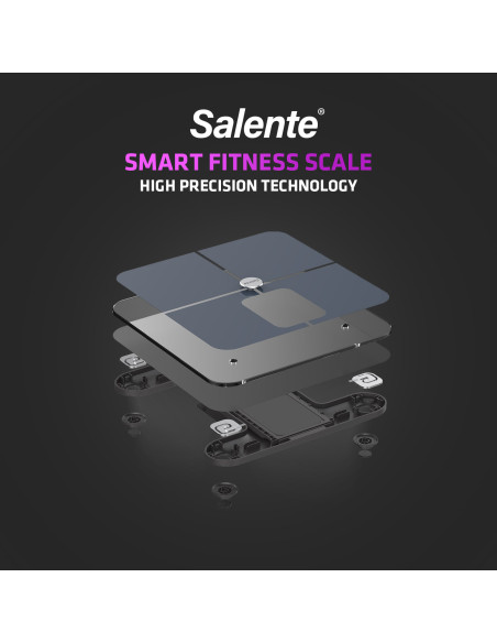 Salente BodyFit, múdra osobná diagnostická fitness váha, Bluetooth, čierna