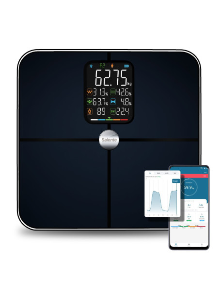 Salente BodyFit, múdra osobná diagnostická fitness váha, Bluetooth, čierna