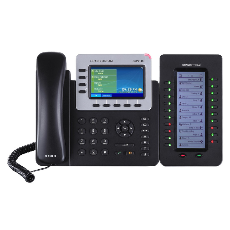 Grandstream GXP2140, 4,3" TFT bar. displej, 4 SIP účty, 4 prog. hr., BT, dual Gbit port, PoE