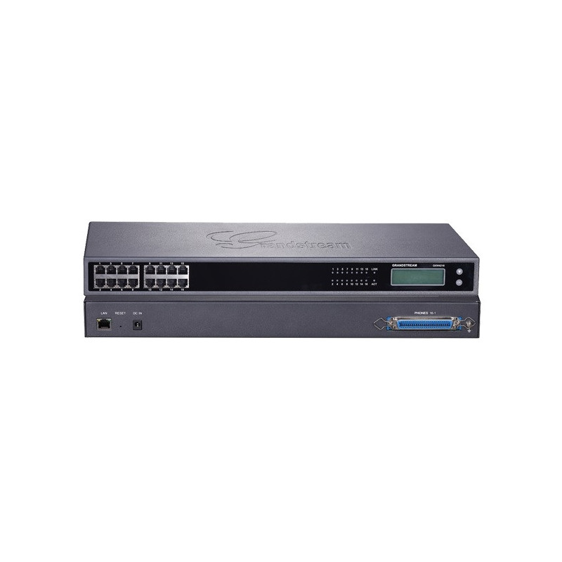Grandstream GXW4216, VoIP, SIP, 16x FXS, 1x Gbit LAN, grafický displej, RJ21, rack