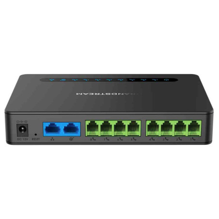 Grandstream HT818 (ATA), 8x FXS, 2 SIP profily, 1x Gbit LAN, NAT router, 3-cestná konf.