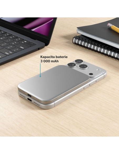 Epico Slim 3000mAh Mag+ powerbanka EM31b - stříbrná