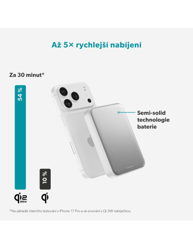 Epico Qi2 25W 10000mAh Mag+ powerbanka EM75 - stříbrná