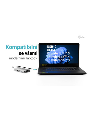i-tec USB-C Metal Nano 3x Display (DP, HDMI a VGA) Docking Station, Power Delivery 100W